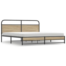 vidaXL füstös tölgy színű fém ágykeret matrac nélkül 180 x 200 cm (3318680) ágy és ágykellék