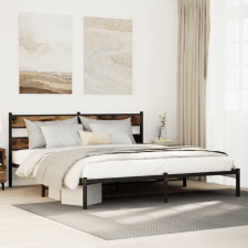 vidaXL füstös tölgy színű fém ágykeret matrac nélkül 183 x 213 cm ágy és ágykellék