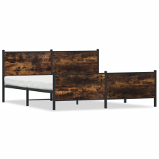 vidaXL füstös tölgy színű fém ágykeret matrac nélkül 193 x 203 cm ágy és ágykellék