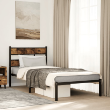 vidaXL füstös tölgy színű fém ágykeret matrac nélkül 80 x 200 cm ágy és ágykellék