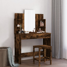vidaXL Füstös tölgy színű fésülködőasztal tükörrel 96x39x142 cm bútor