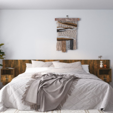 vidaXL füstös tölgy színű szerelt fa ágyfejtámla szekrényekkel ágy és ágykellék