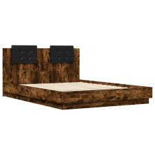 vidaXL füstös tölgy színű szerelt fa ágykeret fejtámlával 150x200 cm (3209916) ágy és ágykellék