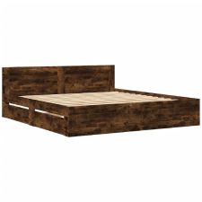 vidaXL füstös tölgy színű szerelt fa ágykeret fejtámlával 180x200 cm (3295545) ágy és ágykellék