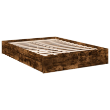 vidaXL füstös tölgy színű szerelt fa ágykeret fiókokkal 140x200 cm ágy és ágykellék