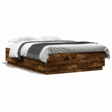 vidaXL Füstös tölgy színű szerelt fa ágykeret LED-del 160 x 200 cm ágy és ágykellék
