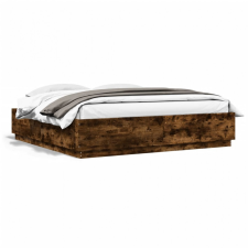 vidaXL Füstös tölgy színű szerelt fa ágykeret LED-del 180x200 cm ágy és ágykellék