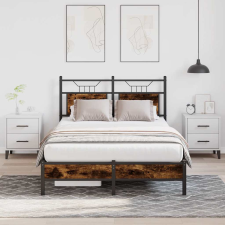 vidaXL füstös tölgy színű szerelt fa ágykeret matrac nélkül 120x200 cm ágy és ágykellék