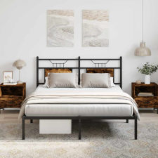 vidaXL füstös tölgy színű szerelt fa ágykeret matrac nélkül 137x190 cm ágy és ágykellék