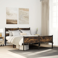 vidaXL füstös tölgy színű szerelt fa ágykeret matrac nélkül 140x200 cm ágy és ágykellék