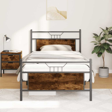 vidaXL füstös tölgy színű szerelt fa ágykeret matrac nélkül 90x190 cm ágy és ágykellék