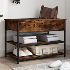 vidaXL Füstös tölgy színű szerelt fa cipőtároló pad 70x42,5x50 cm bútor