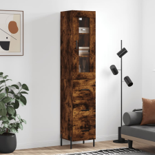 vidaXL füstös tölgy színű szerelt fa magasszekrény 34,5x34x180 cm bútor