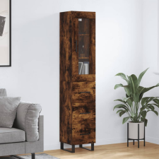vidaXL füstös tölgy színű szerelt fa magasszekrény 34,5x34x180 cm bútor