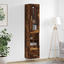 vidaXL füstös tölgy színű szerelt fa magasszekrény 34,5x34x180 cm bútor