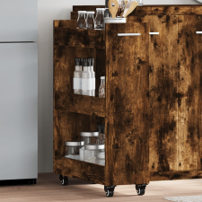 vidaXL füstös tölgy színű szerelt fa szekrény kerekekkel 60x22x79 cm bútor