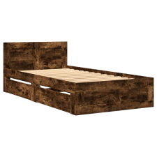 vidaXL füstös tölgy színű szövet ágykeret fejtámlával 75x190 cm (3295622) ágy és ágykellék