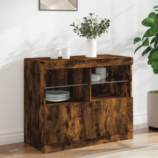 vidaXL füstös tölgy színű tálalószekrény LED-ekkel 81 x 37 x 67 cm bútor