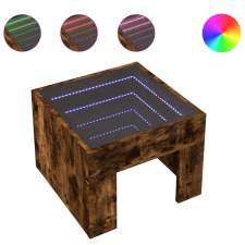 vidaXL füstös tölgy végtelen hatású LED-es dohányzóasztal 40x40x30 cm (847599) bútor