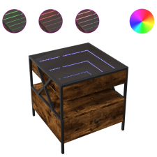 vidaXL füstös tölgy végtelen hatású LED-es dohányzóasztal 50x50x51 cm (847714) bútor