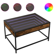vidaXL füstös tölgy végtelen hatású LED-es dohányzóasztal 70x50x41 cm bútor