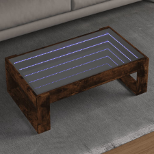 vidaXL füstös tölgy végtelen hatású LED-es dohányzóasztal 90x53x30 cm bútor