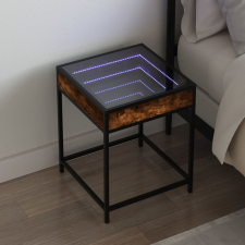 vidaXL füstös tölgy végtelen hatású LED-es éjjeliszekrény 40x40x51 cm bútor