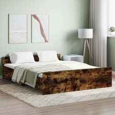 vidaXL füstös tölgyszínű ágykeret fej- és lábtámlával 150 x 200 cm ágy és ágykellék