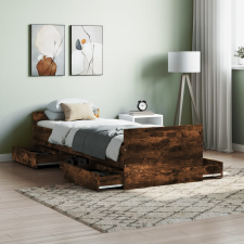 vidaXL füstös tölgyszínű ágykeret fej- és lábtámlával 75 x 190 cm ágy és ágykellék