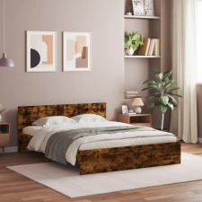 vidaXL füstös tölgyszínű ágykeret fejtámlával 140 x 200 cm ágy és ágykellék