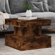 vidaXL füstös tölgyszínű dohányzóasztal LED-lámpákkal 50 x 50 x 40 cm bútor