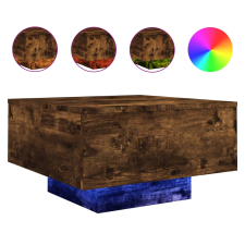 vidaXL füstös tölgyszínű dohányzóasztal LED-lámpákkal 55 x 55 x 31 cm (836578) bútor