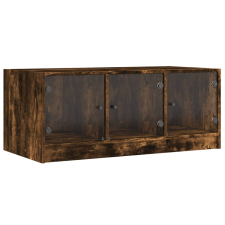 vidaXL füstös tölgyszínű dohányzóasztal üvegajtókkal 102 x 50 x 42 cm (836417) bútor