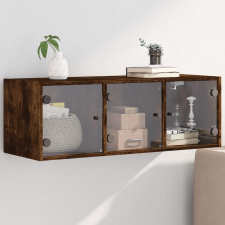 vidaXL füstös tölgyszínű faliszekrény üvegajtókkal 102 x 37 x 35 cm bútor