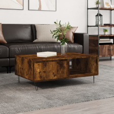 vidaXL füstös tölgyszínű fatermék dohányzóasztal 90 x 60 x 35 cm bútor