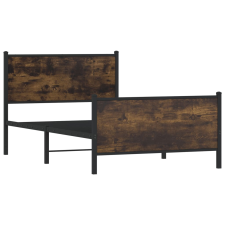 vidaXL füstös tölgyszínű fém ágykeret fej- és lábtámlával 100 x 190 cm ágy és ágykellék