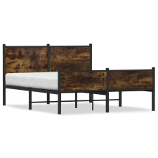vidaXL füstös tölgyszínű fém ágykeret fej- és lábtámlával 137x190 cm ágy és ágykellék