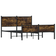 vidaXL füstös tölgyszínű fém ágykeret fej- és lábtámlával 137x190 cm (4007849) ágy és ágykellék