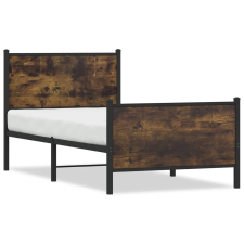 vidaXL füstös tölgyszínű fém ágykeret fej- és lábtámlával 75 x 190 cm ágy és ágykellék