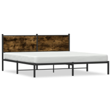 vidaXL füstös tölgyszínű fém ágykeret fejtámlával 180 x 200 cm ágy és ágykellék