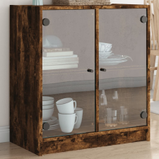 vidaXL füstös tölgyszínű kisszekrény üvegajtókkal 68 x 37 x 75,5 cm bútor