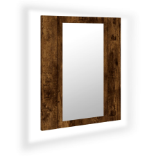 vidaXL füstös tölgyszínű műfa tükrös szekrény LED-del 40x12x45 cm (822833) fürdőszoba bútor