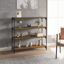 vidaXL füstös tölgyszínű szerelt fa/acél könyvszekrény 100x33x100 cm bútor
