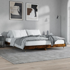 vidaXL füstös tölgyszínű szerelt fa ágykeret 120 x 200 cm ágy és ágykellék