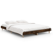 vidaXL füstös tölgyszínű szerelt fa ágykeret 135 x 190 cm (832082) ágy és ágykellék