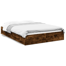 vidaXL füstös tölgyszínű szerelt fa ágykeret fiókokkal 150x200 cm ágy és ágykellék