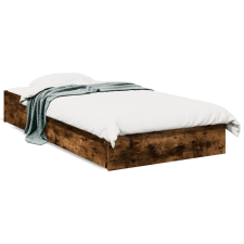 vidaXL füstös tölgyszínű szerelt fa ágykeret fiókokkal 75x190 cm ágy és ágykellék