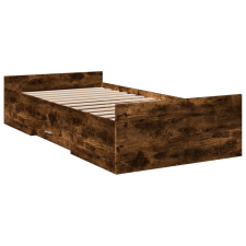 vidaXL füstös tölgyszínű szerelt fa ágykeret fiókokkal 90 x 190 cm (3280346) ágy és ágykellék