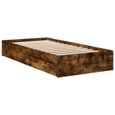 vidaXL füstös tölgyszínű szerelt fa ágykeret fiókokkal 90 x 200 cm ágy és ágykellék