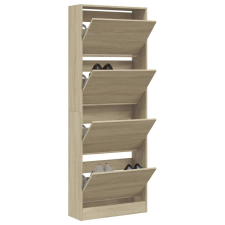 vidaXL füstös tölgyszínű szerelt fa cipőszekrény 60x21x163,5 cm bútor